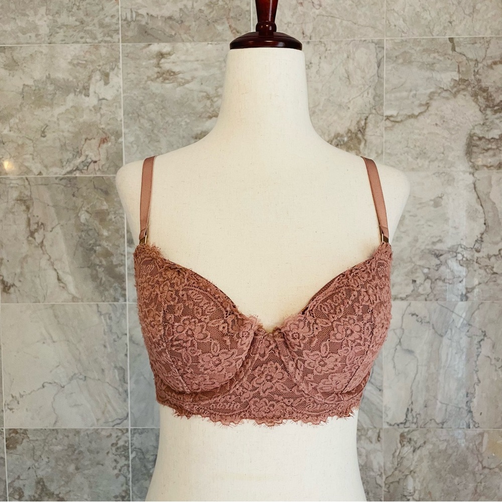 Aerie Real Power Plunge Push Up New Blooms Lace Bra - Picture 2 of 8
